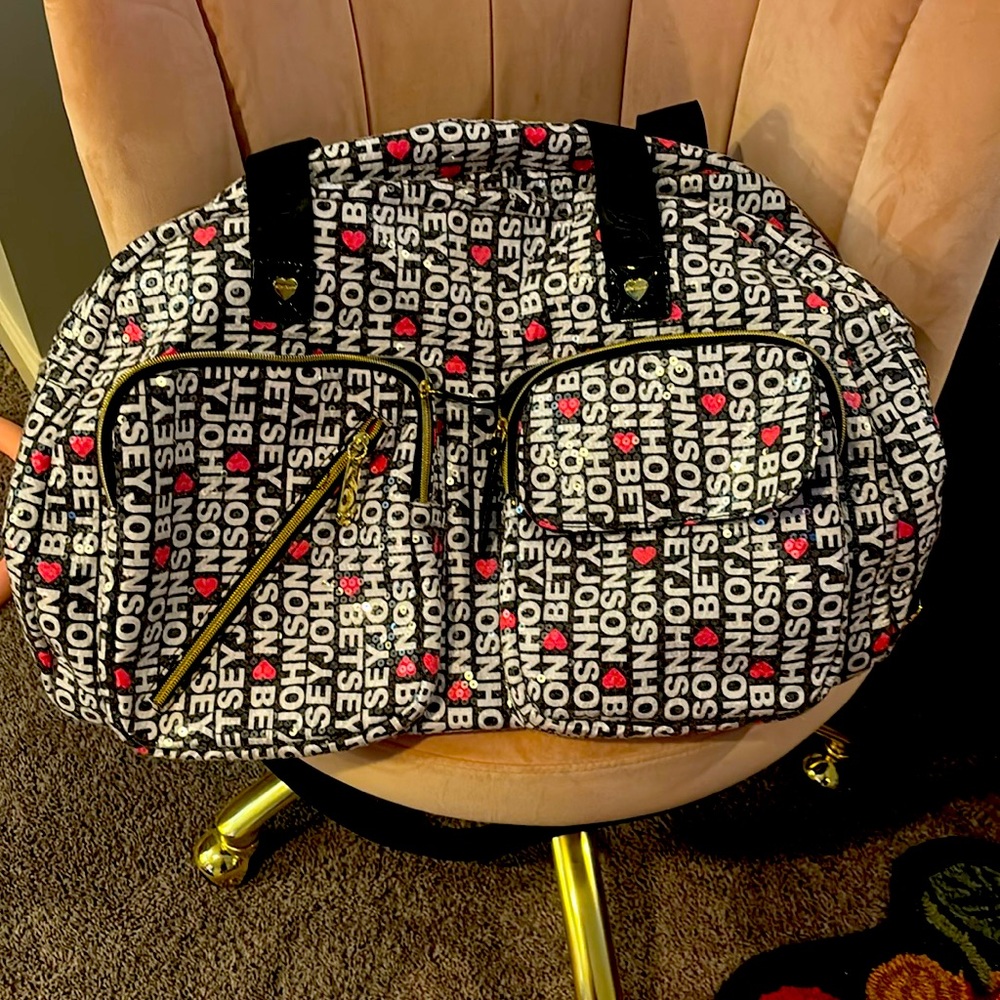 EUC Betsy Johnson sequin duffel bag
